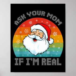 Poster Natal engraçado retrô papai noel pergunta à mamãe