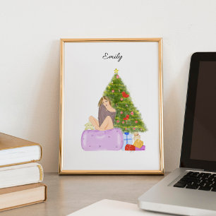 Poster Natal, esboço de moda, ilustração,