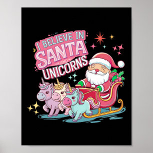 Poster Natal Eu Acredito No Papai Noel E Unicórnios Diver