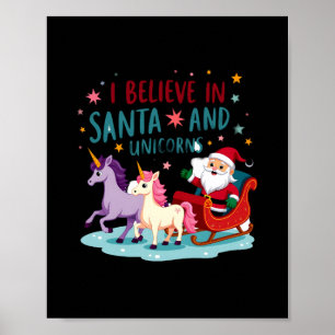 Poster Natal Eu Acredito No Papai Noel E Unicórnios Diver
