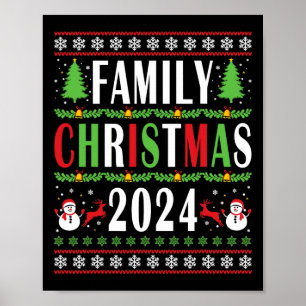 Poster Natal Familiar 2024 Árvore Xmas Engraçada