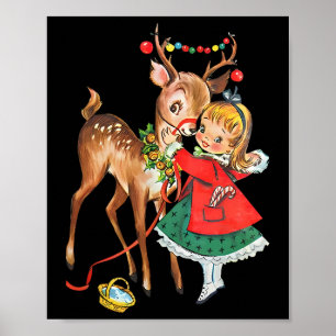 Poster Natal Familiar Antigo dos Anos 50 Retro