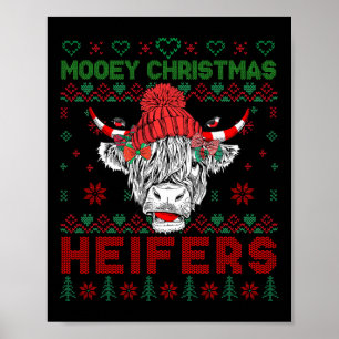 Poster Natal Familiar Feio Suéter Vaca Highland Amor Ele