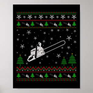 Poster Natal Feio Divertido Para Amantes de Motosserra Fe