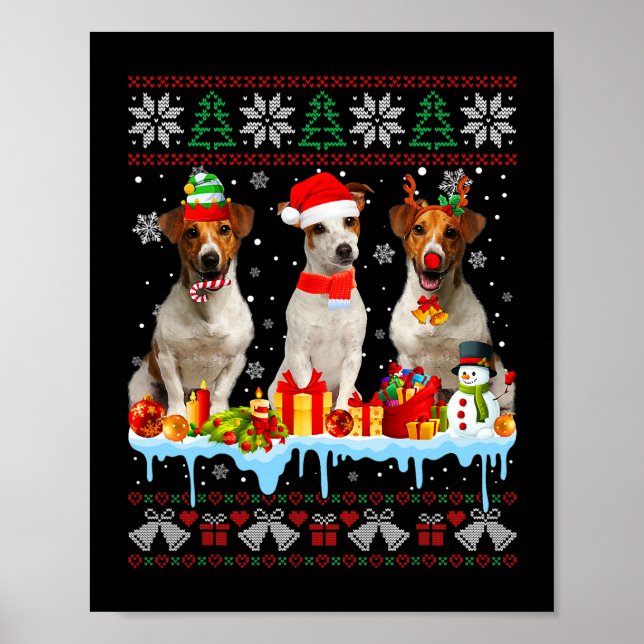 Poster Natal Feio Jack Russell Terrier Dog Papais noeis X (Frente)