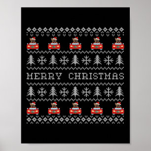 Poster Natal Feio Vermelho Santa Chapéu Francês Bulldog X