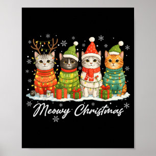 Poster Natal Felino com Luzes de Festa Época Aconchegante