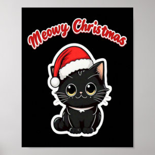 Poster Natal Felino Festivo Diversão Felina Vibrações de 