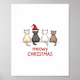 Poster Natal Felino Meowy Gato Natal Fofo Gatinho Gatos P