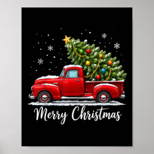 Poster Natal Feliz Natal Caminhão Vermelho Árvore Homens