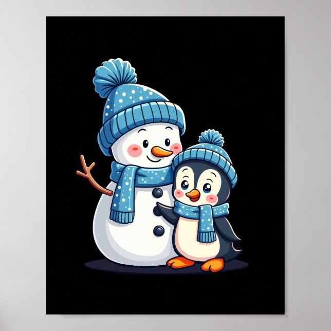 Poster Natal Feliz Natal Para Presente Pinguim Boneco de  (Frente)