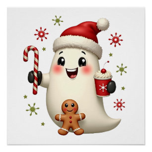 Pôster Natal Feliz Natal Por Presente Fantasma de Natal