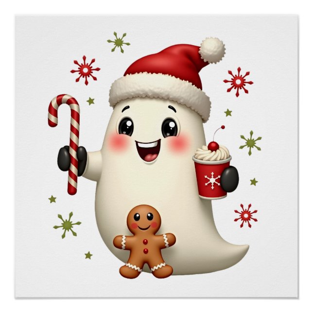 Pôster Natal Feliz Natal Por Presente Fantasma de Natal (Frente)