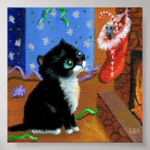 Pôster Natal Feriado de Natal de Natal, Gato Preto de Tux