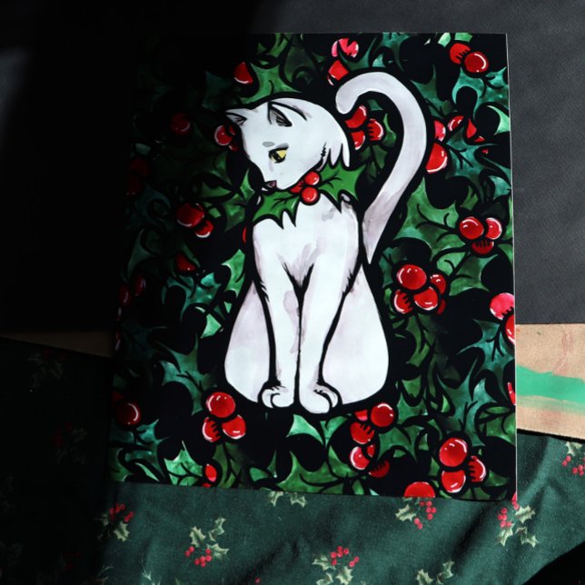 Poster Natal Feriado - Holly White Cat (Criador carregado)