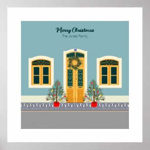 Poster Natal Férias Casa Festiva Portuguesa
