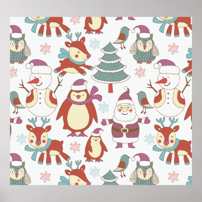 Poster Natal Festivo: Fundo Vintage (Frente)