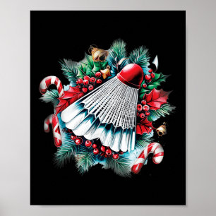 Poster Natal Festivo Para Amantes De Badminton, Natal