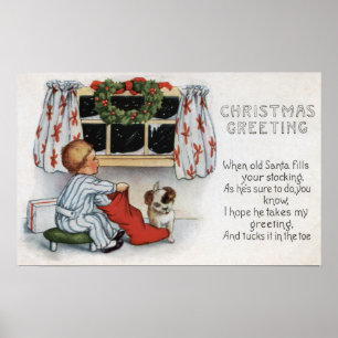 Poster Natal GreetingBoy que escava na meia