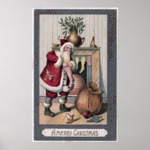 Pôster Natal GreetingSanta que enche meias
