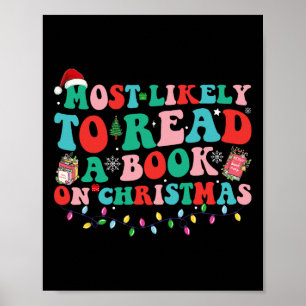 Poster Natal Groovy Mais Propenso a Ler um Livro no Chr