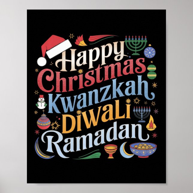 Poster Natal Hanukkah Kwanzaa Diwali Ramadan (Frente)