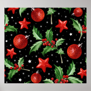 Poster Natal Holly Snow Stars Sem Perfeições