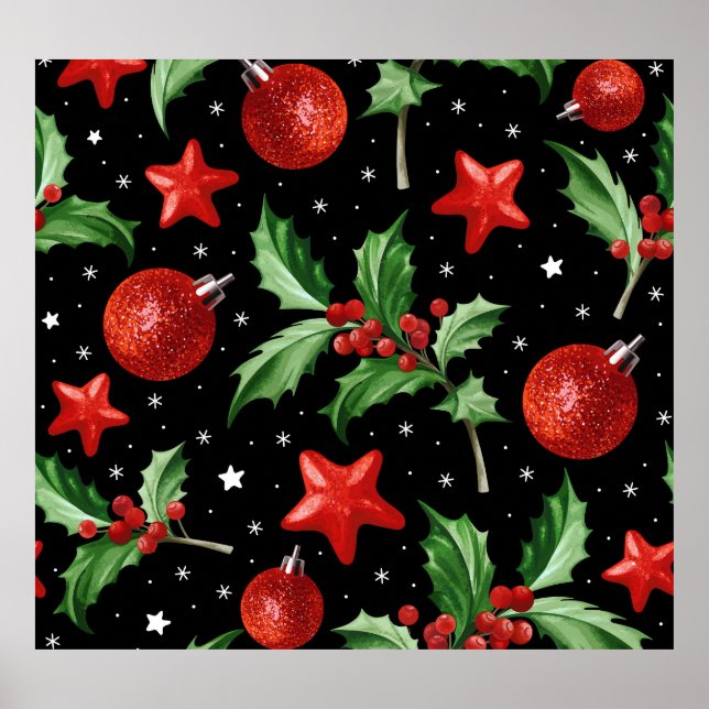 Poster Natal Holly Snow Stars Sem Perfeições (Frente)