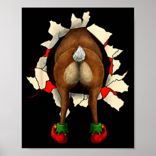 Poster Natal inovador com bunda de rena fofa 