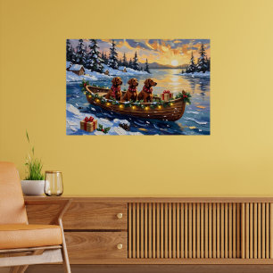 Poster Natal Irlandês Setter Vermelho Barco Férias