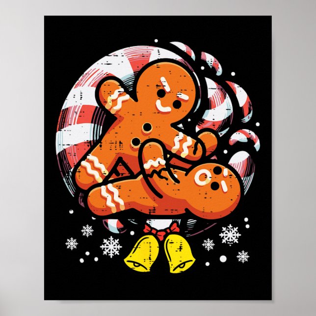 Poster Natal Jiu Jitsu Gingerpão Xmas Luta Bjj (Frente)