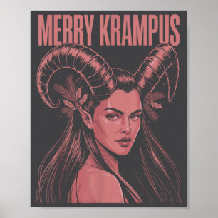Poster Natal Krampus Irônico Lilith Natal Feminino Sombri