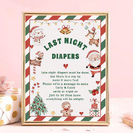 Poster natal"Last Night Fralda"Cartão de Chá de fraldas