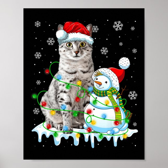 Poster Natal Light Snowman Egípcio Mau Cat Pet Lover (Frente)