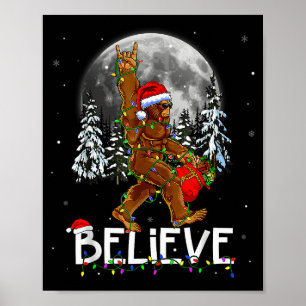 Poster Natal Luzes Pé Grande do Papai Noel Sasquatch Dive