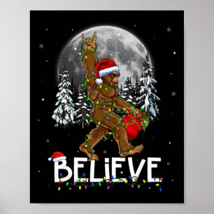 Poster Natal Luzes Pé Grande do Papai Noel Sasquatch Dive