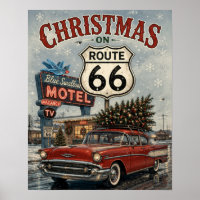 Natal na Rota 66 Carro Antigo Blue Swallow