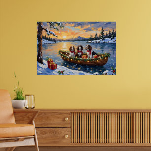 Poster Natal no barco com Brittany Spaniel