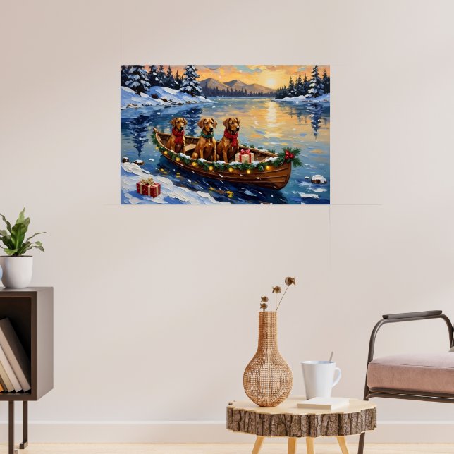 Poster Natal no barco com Rhodesian Ridgeback (Sala de Estar 3)