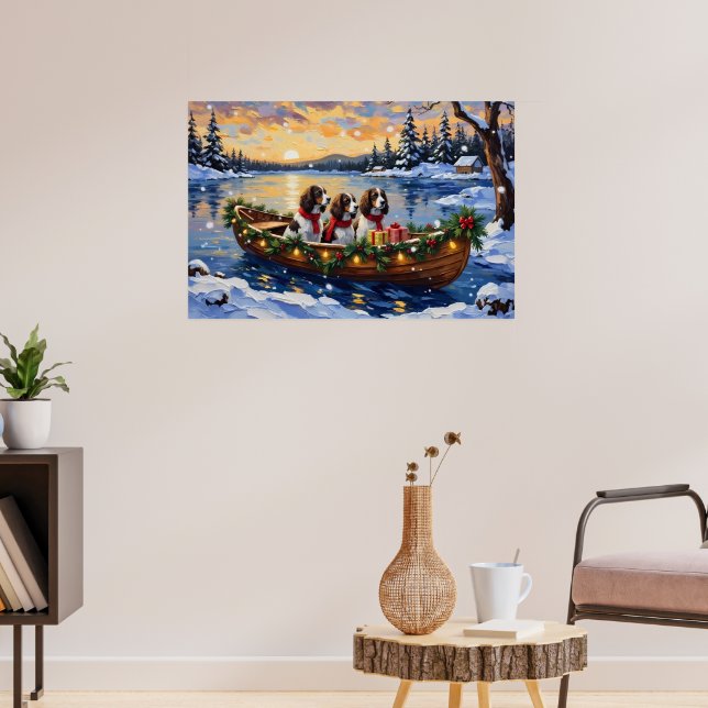 Poster Natal no barco com Springer Spaniel (Sala de Estar 3)