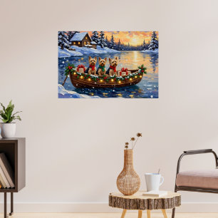 Poster Natal no barco com Yorkipoo