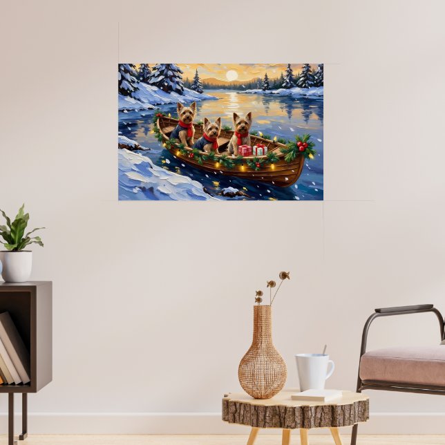 Poster Natal no barco com Yorkshire Terrier (Sala de Estar 3)