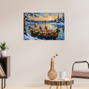 Poster Natal no barco do Labrador Retriever