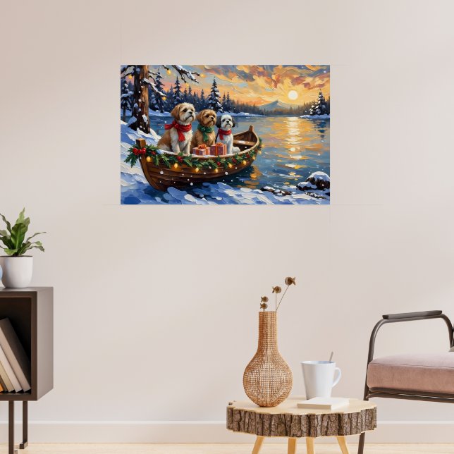 Poster Natal no Barco do Shih Tzu (Sala de Estar 3)