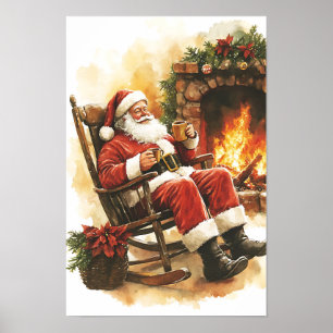 Poster Natal Nostálgico Vintage Papai Noel