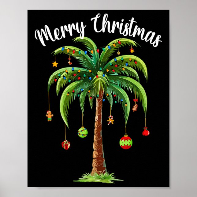 Poster Natal Palm Xmas Tree Tropical Beach Hawaii Wom (Frente)