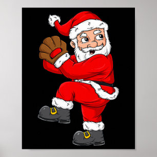 Poster Natal Papai Noel Baseball Pitcher Boys T