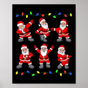 Poster Natal Papai Noel Dançando Árvore Luzes Rapazes
