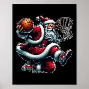 Poster Natal Papai Noel Dunking A Basball Boys Ki