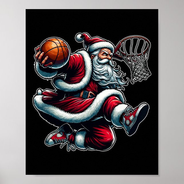 Poster Natal Papai Noel Dunking A Basball Boys Ki (Frente)